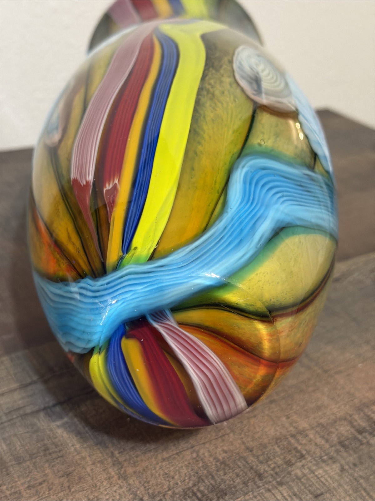 Vintage Pier 1 One of a Kind Murano Style 14.5" tall Art Glass Vase Heavy