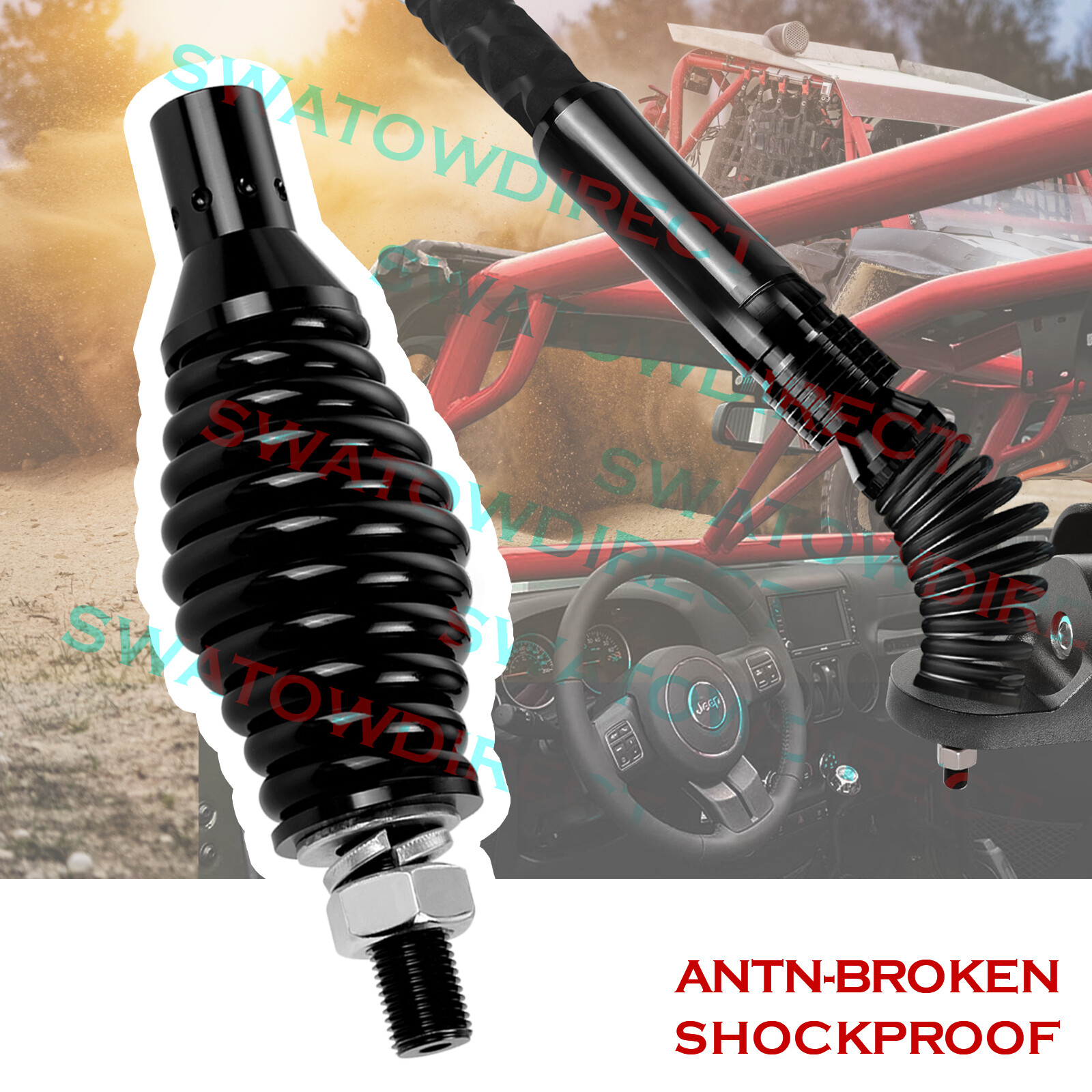 RGB LED Whip Light Spring Mounting Bracket Antenna for HID UTV ATV Polairs RZR
