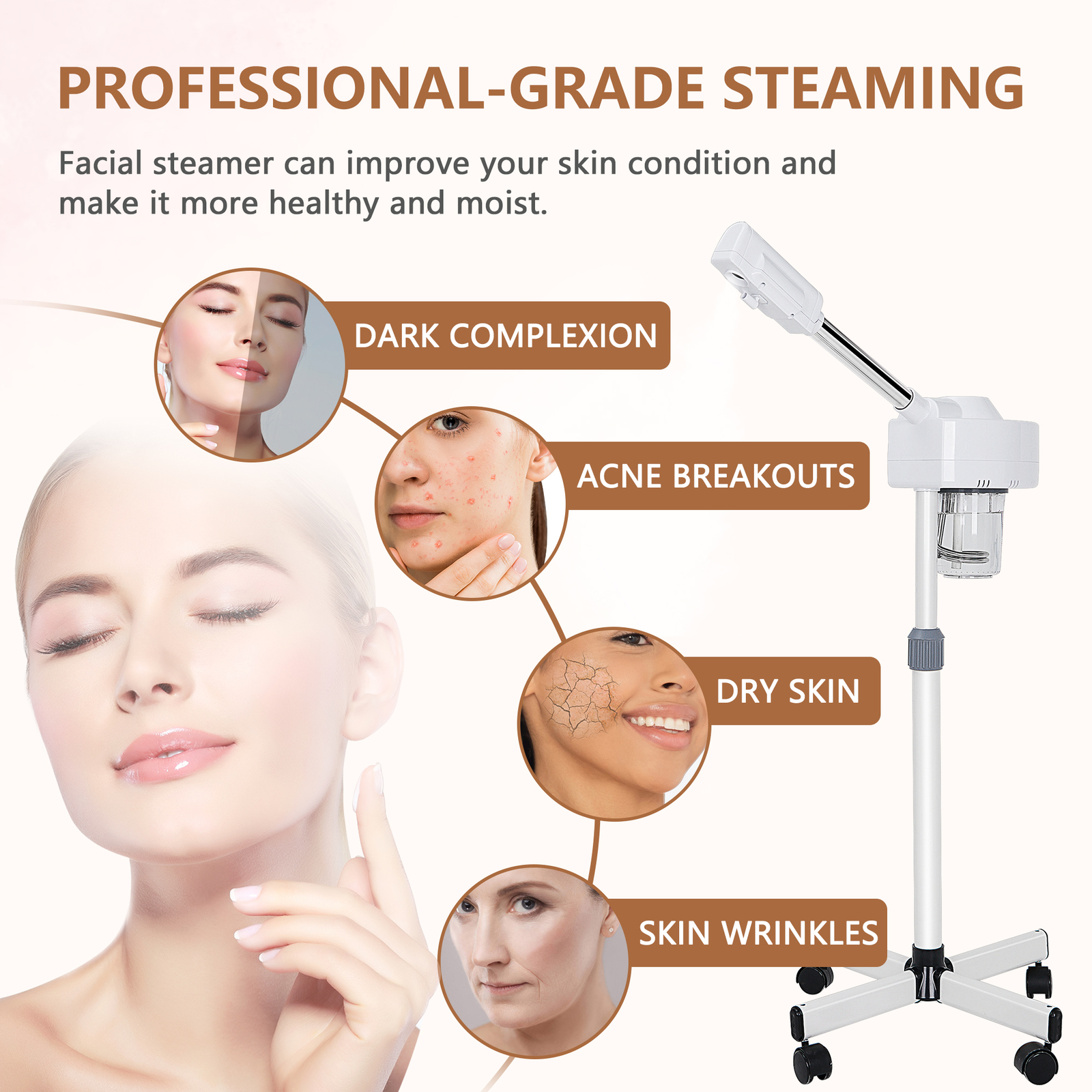 Facial Steamer Spa UV Hot Ozone Professional Beauty Salon Skin Care Equipment