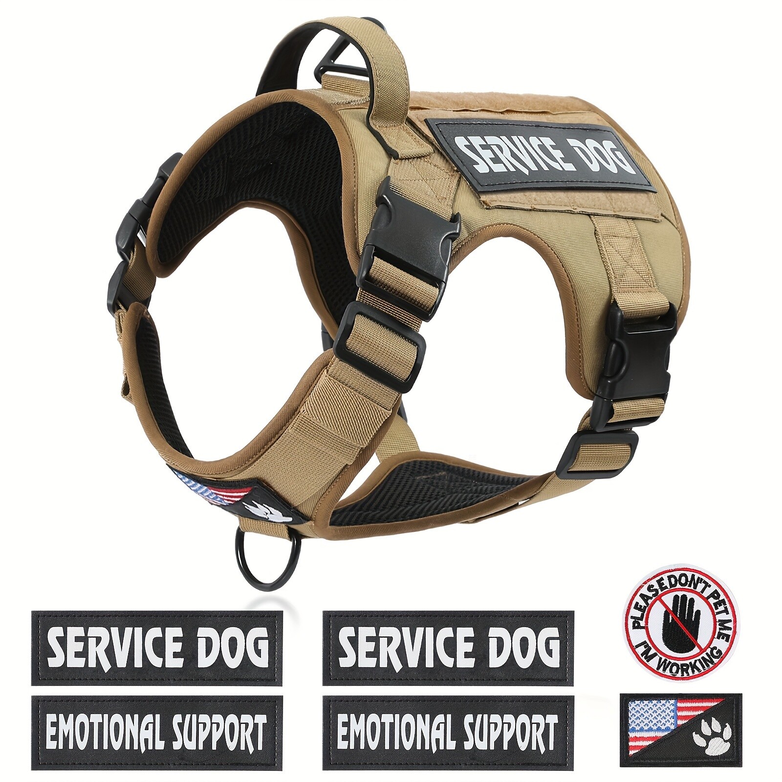 Tactical Dog Harness Adjustable Dog Vest - Easy Control No Pull ESA Dog Vest