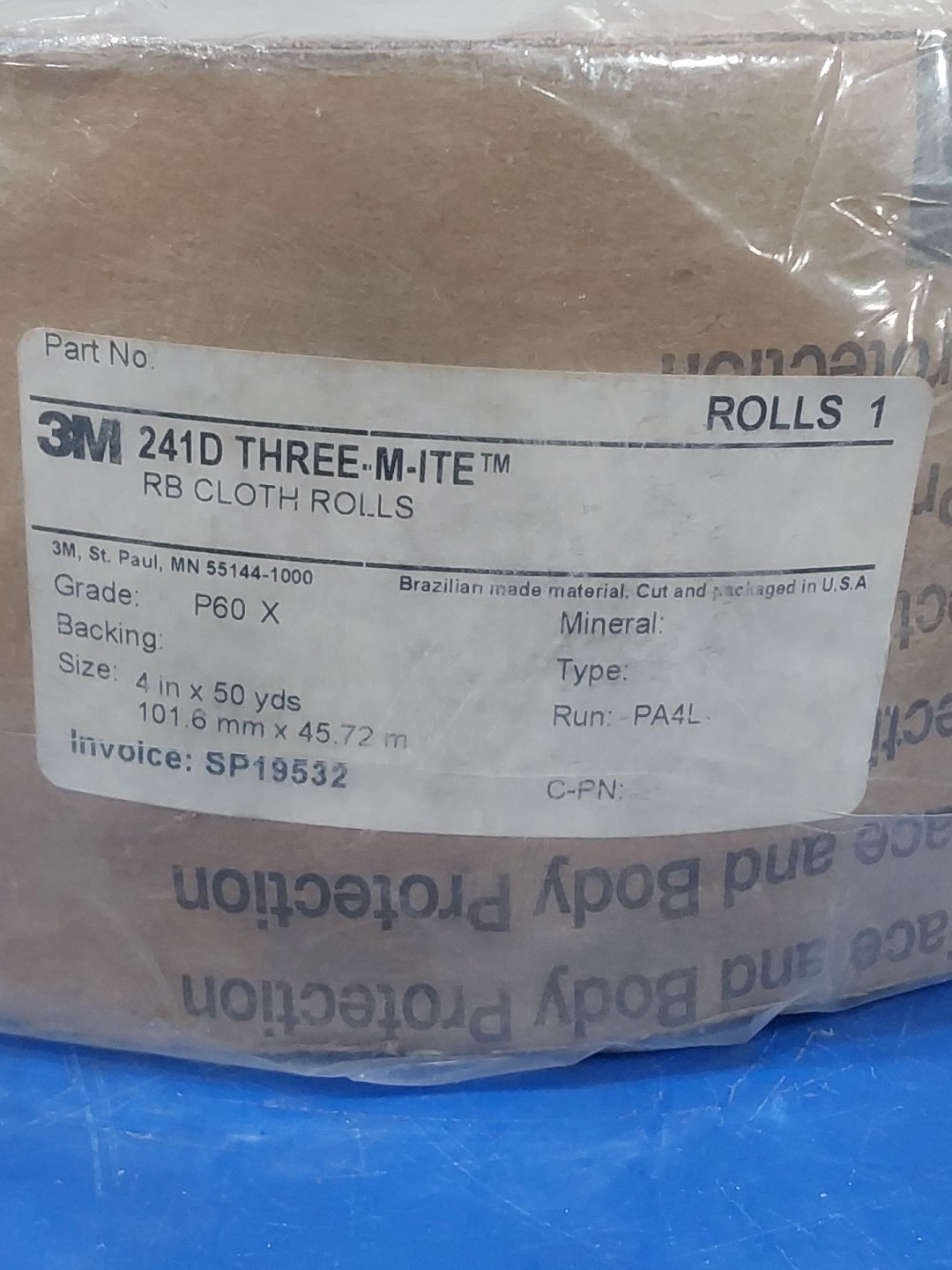 New 3M 241D THREE-M-ITE 4" x 50 Yds P60 X Grit Sanding Cloth Utility Shop Roll
