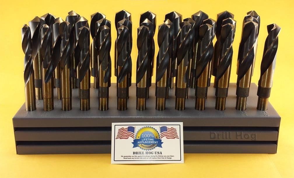 Drill Hog® Silver & Deming Drill Bit Set M7 Index 33 Pc 1/2~1" Lifetime Warranty