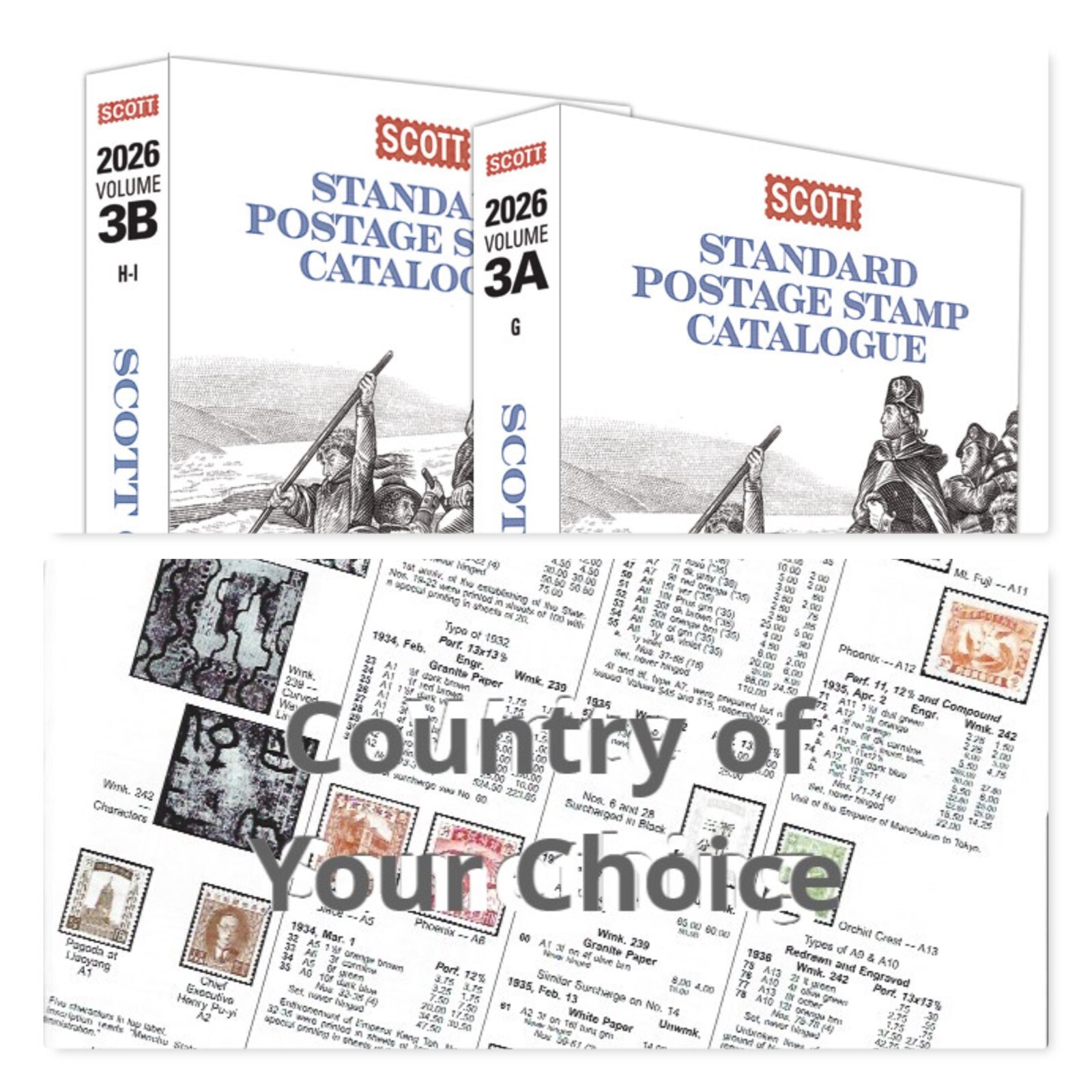 Country Pages from 2026 Scott Standard Postage Stamp Catalog 3A-3B FREE US SHIP