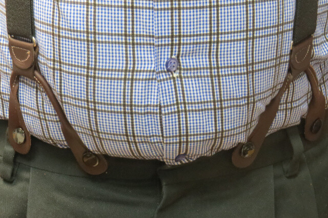 Men's Suspenders, USA Made Button On Leather Replacement Ears, or Convert