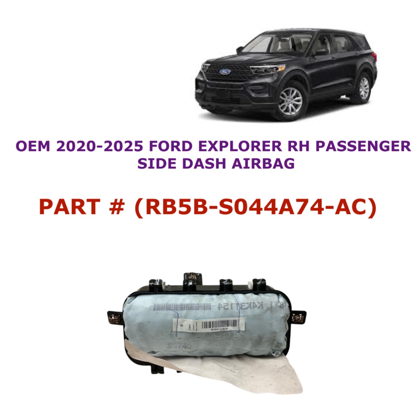 2020 21 22 23 24 2025 Ford Explorer right side dash airbag RB5B-S044A74-AC