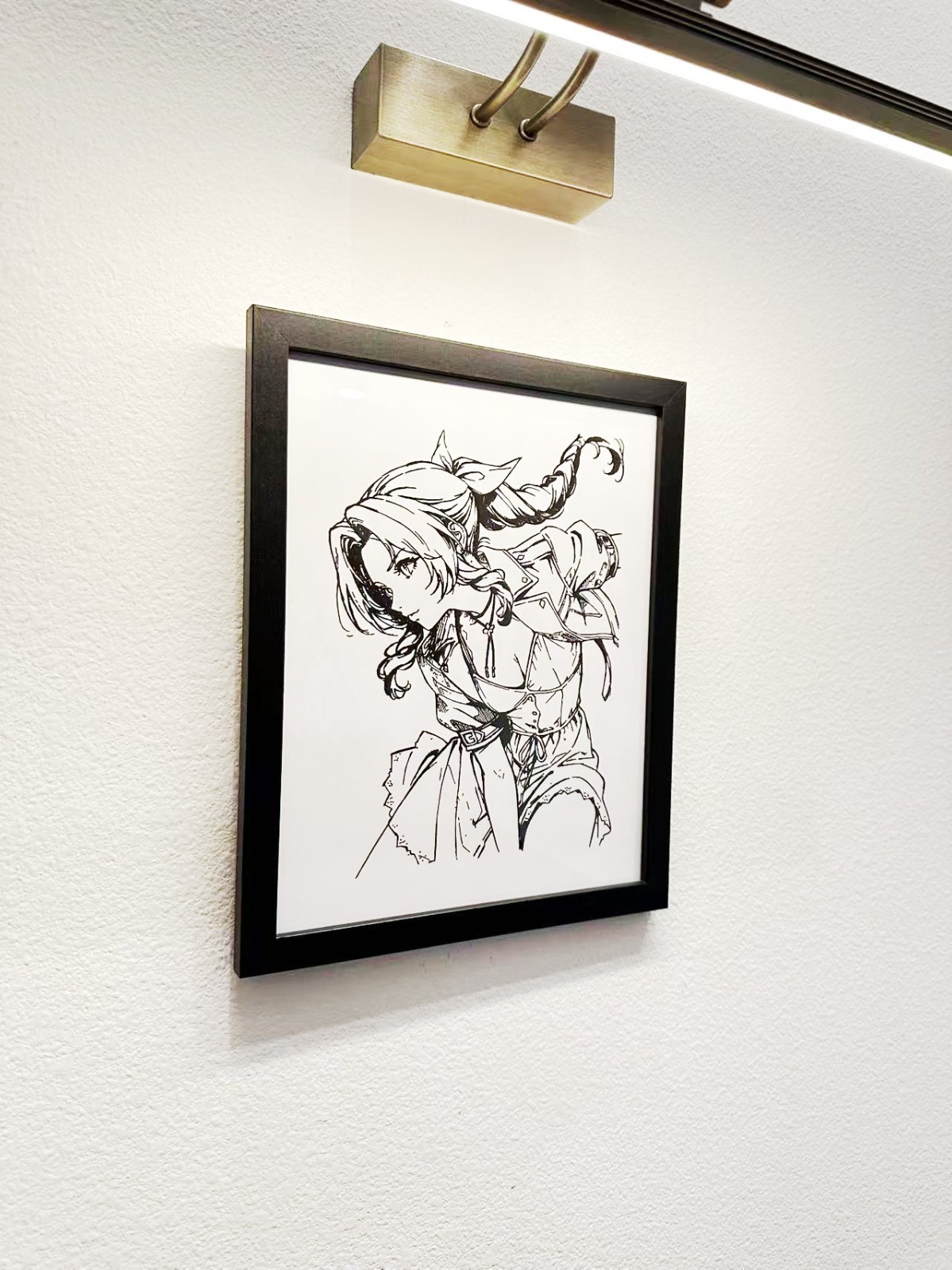 Hand Drawn (Not a Print) Final Fantasy Aerith Framed Pen and Ink Art Drawing