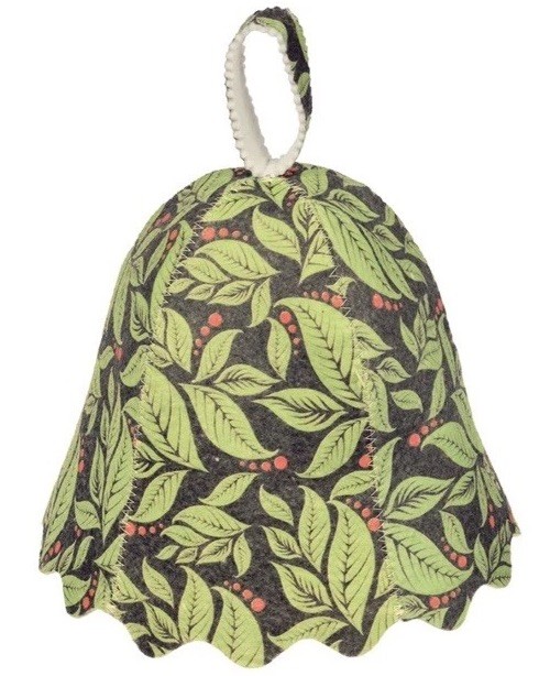 Russian Banya Sauna Green Leaves Hat Felt 100% Natural Wool New