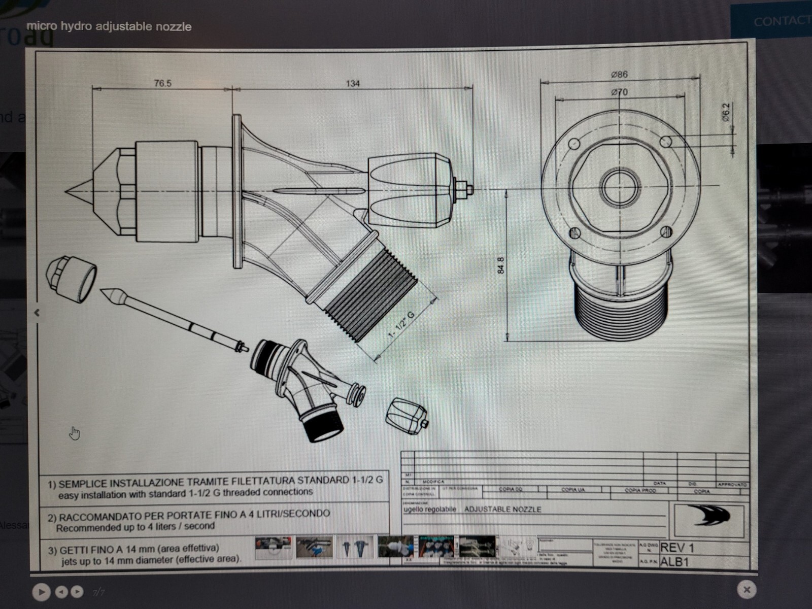 Micro Hydro PMA Generator 1-2 KW, 24-48 VAC, Turgo Wheel Kit w/Adjustable Nozzle
