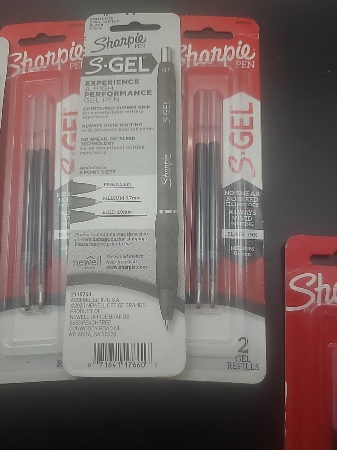 6 X Sharpie S-Gel Refills Black Ink Gel Pen Refills Medium Point (0.7mm) 6 Packs