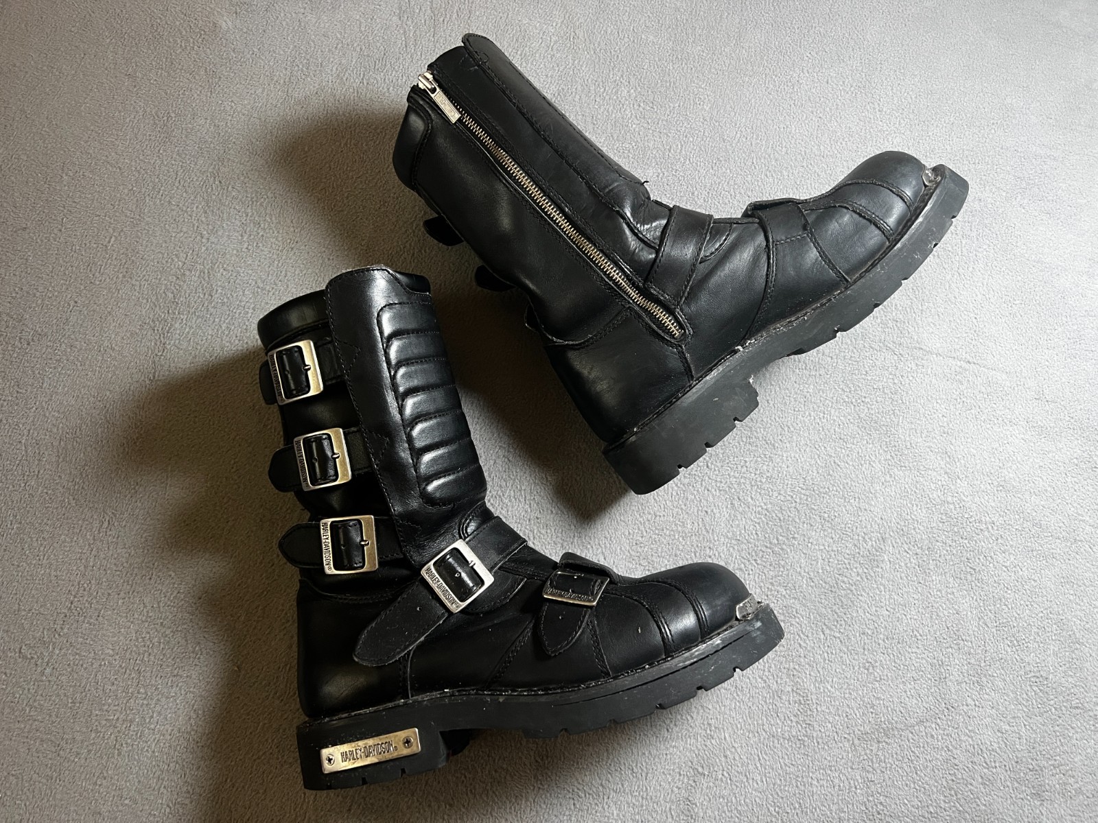 HARLEY-DAVIDSON Womens BOOTS 10 Black Biker grunge low heel leather shoes