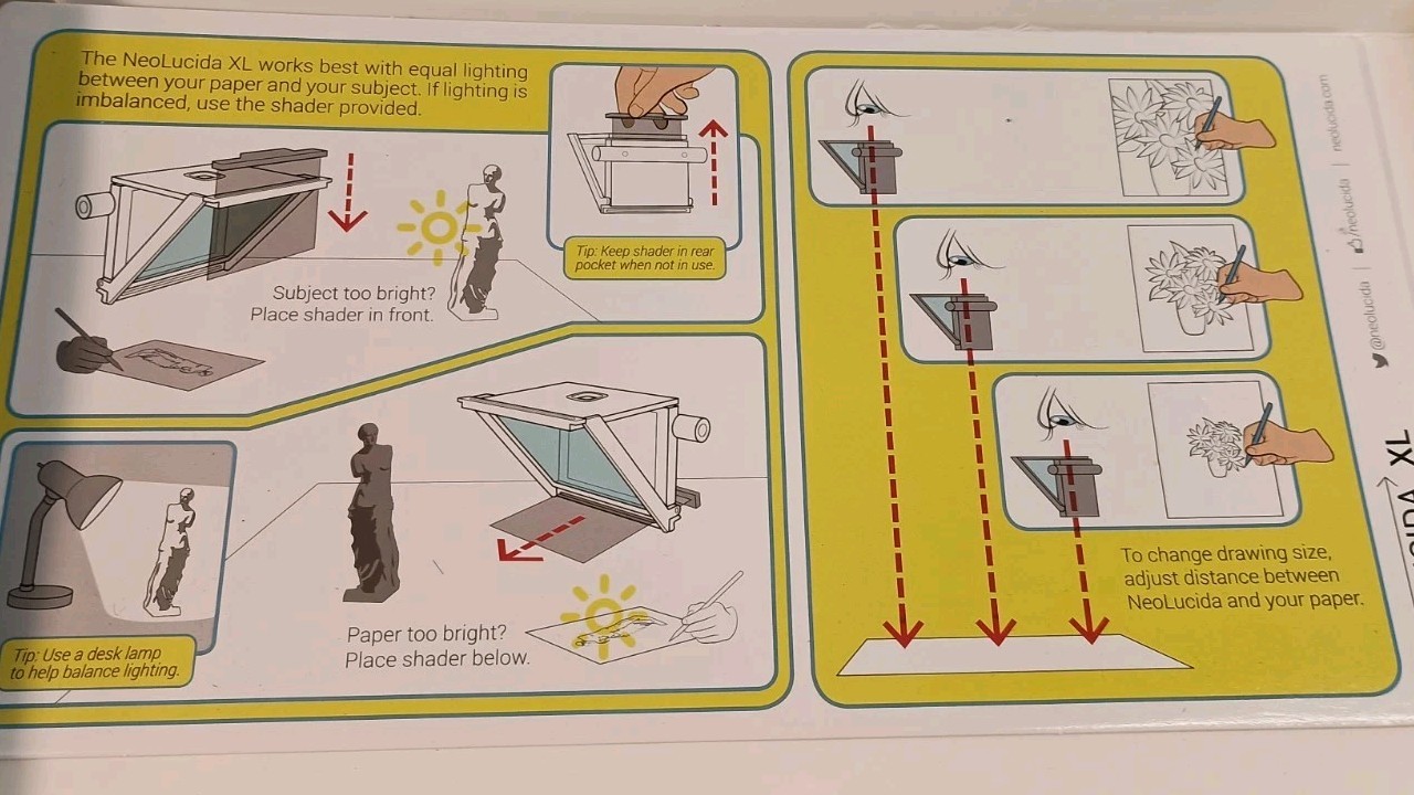 NeoLucida XL Optical Drawing Aid See Through Camera Ghost Image Mirror READ