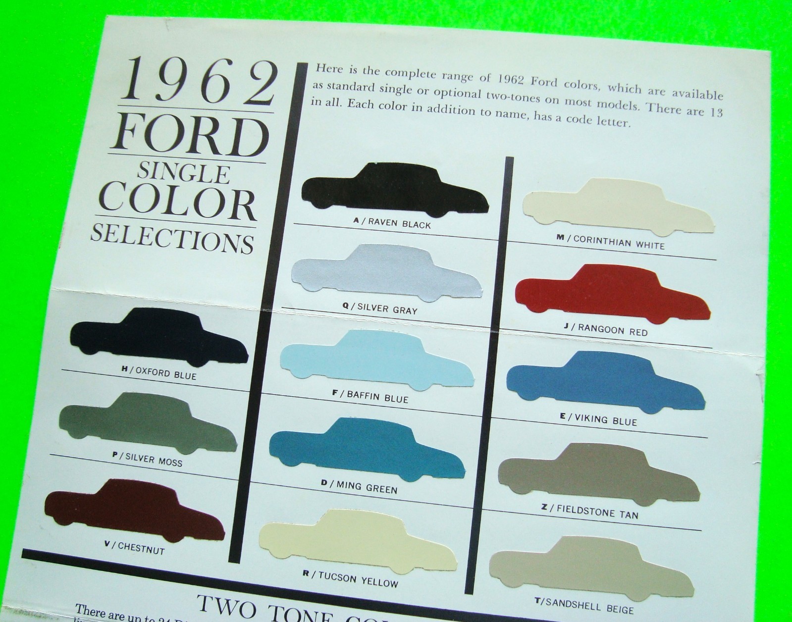 1962 FORD FACTORY COLOR CHIPS BROCHURE Falcon GALAXIE Wagons ORIGINAL Xlnt