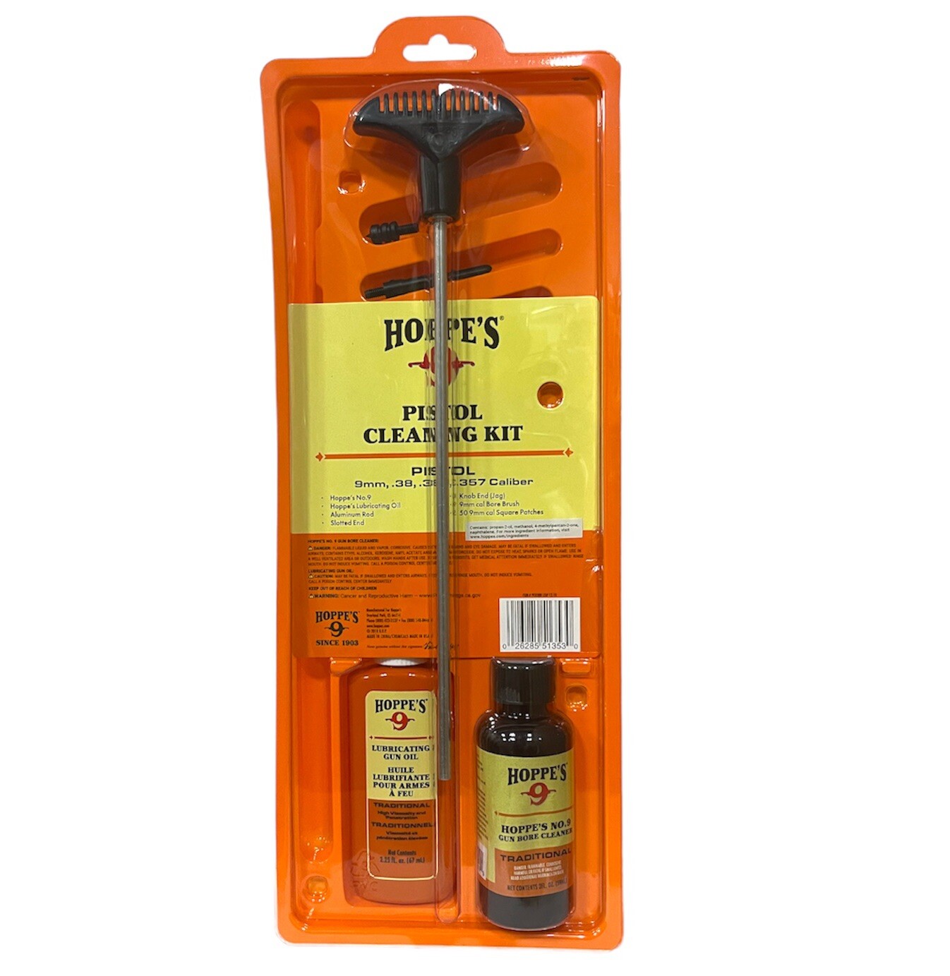 HOPPES PISTOL CLEANING KIT 9/38/380/357 (HOPPC038B) Hopes No. 9 Oil 1003