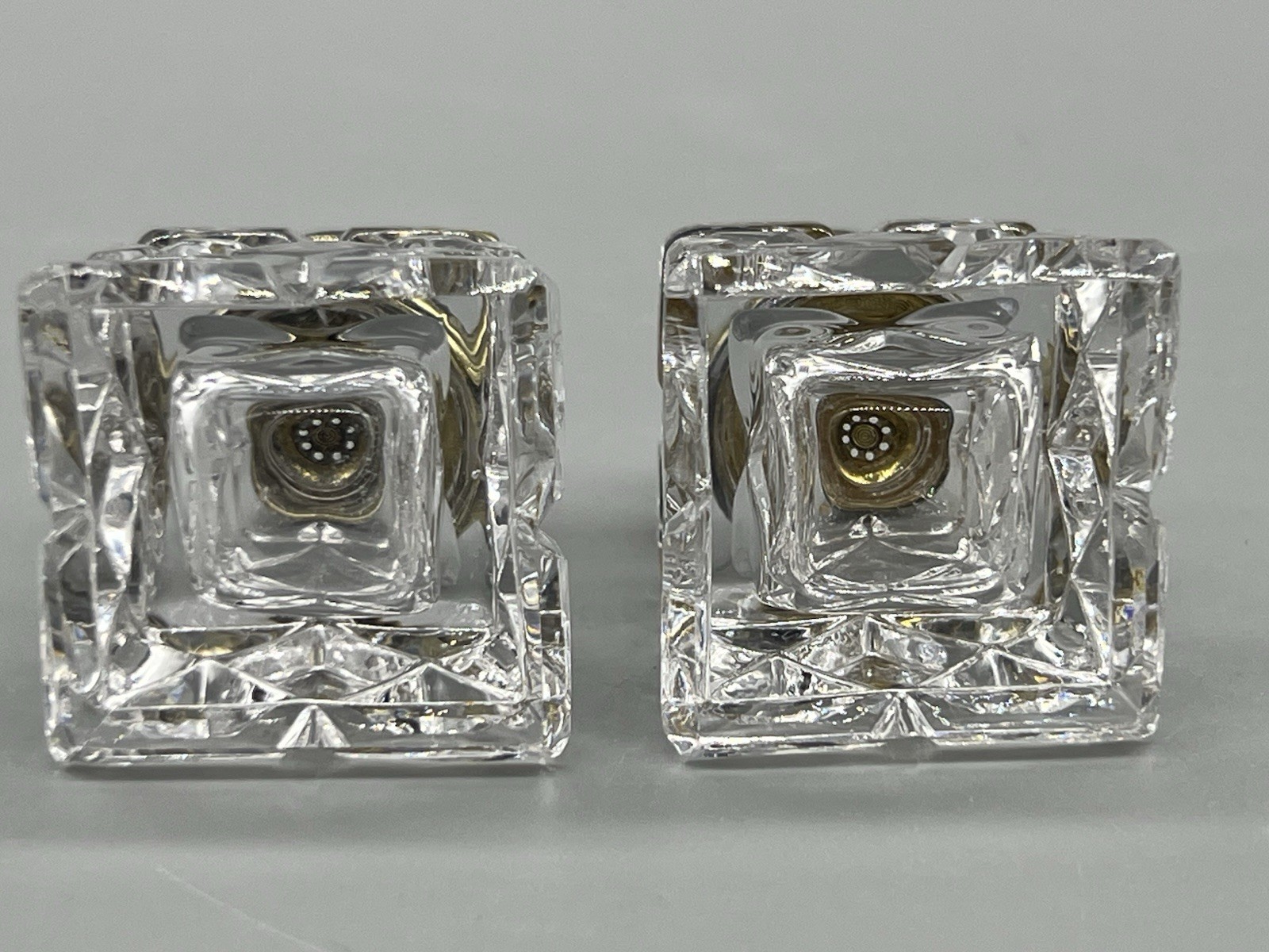 2 VTG Norway Sterling Silver Blue Guilloche Lids & Glass Salt Pepper Shakers