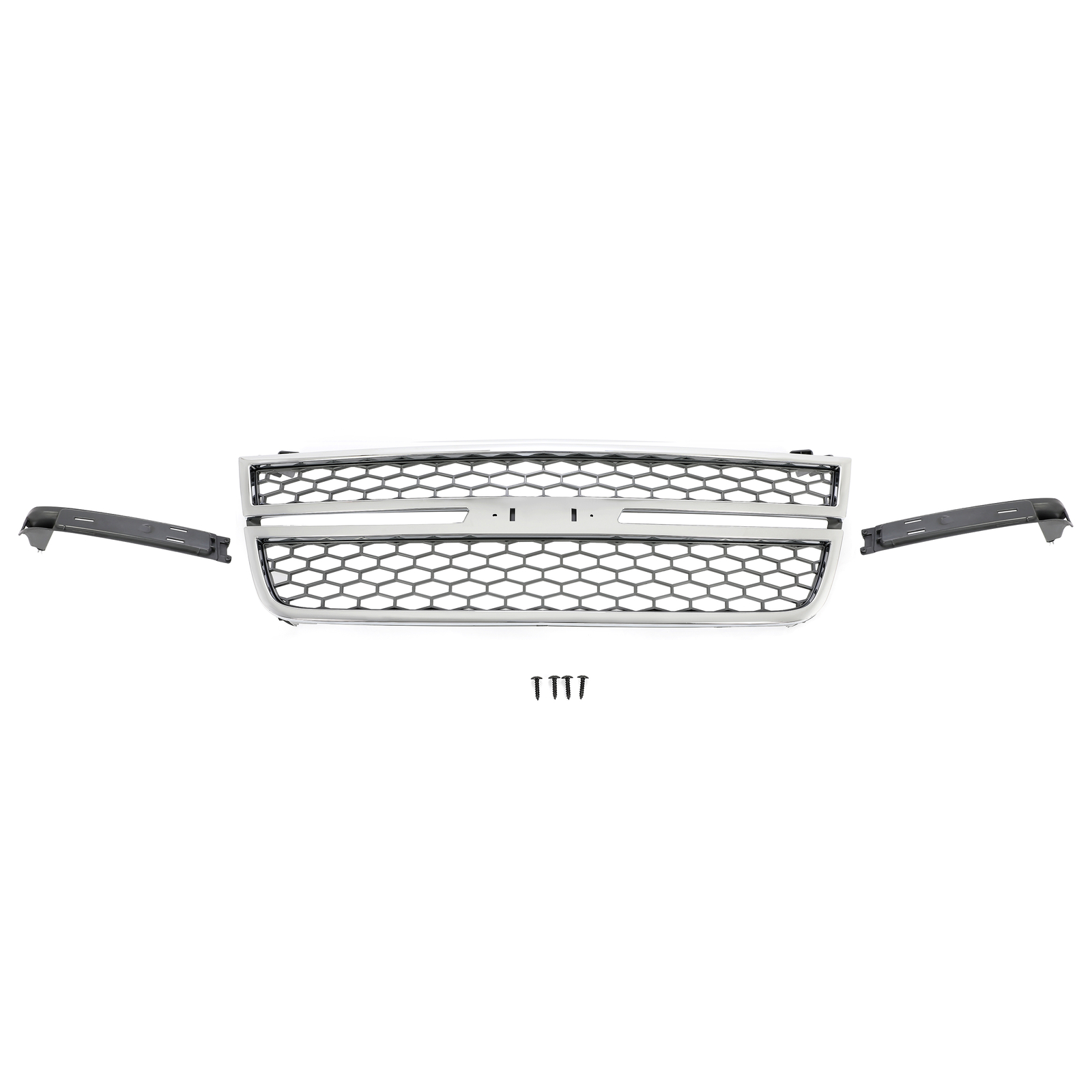 Honeycomb Grille for 03-07 Silverado 1500 2500 3500 Pickup Chrome & Gray