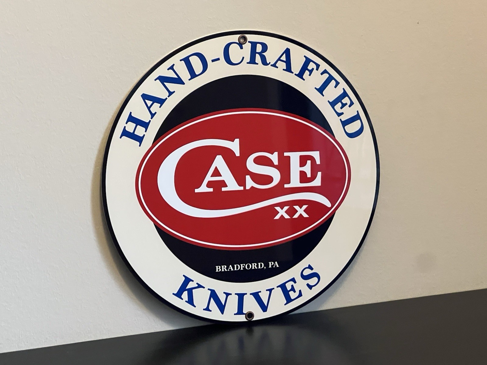 Case Hand Crafted Knives Cutlery Vintage Style oval Metal Sign Knives