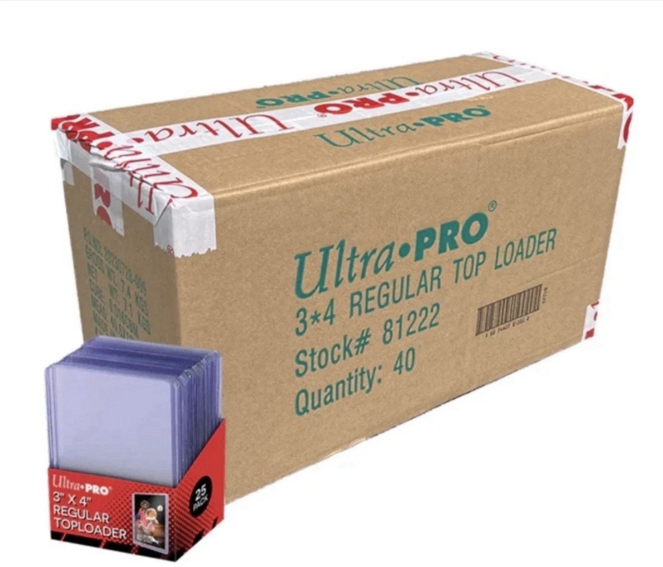 ULTRA PRO REGULAR 3X4 STANDARD TOP LOADER (40 PACKS - 25) TOPLOADER 1000 CT CASE