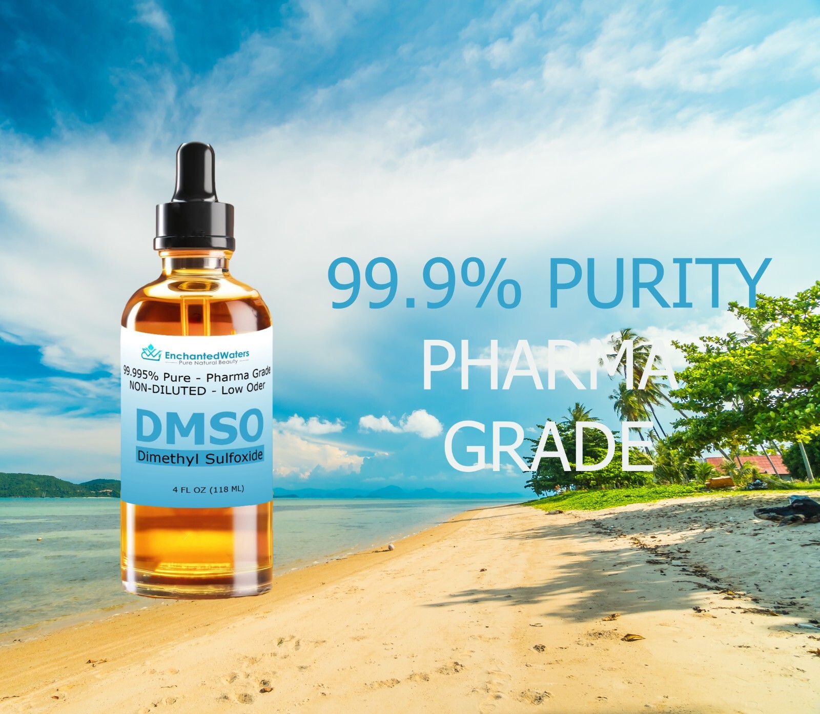 DMSO Non-diluted, 99.995% Pure Dimethyl Sulfoxide, Low odor, Pharma Grade 4oz
