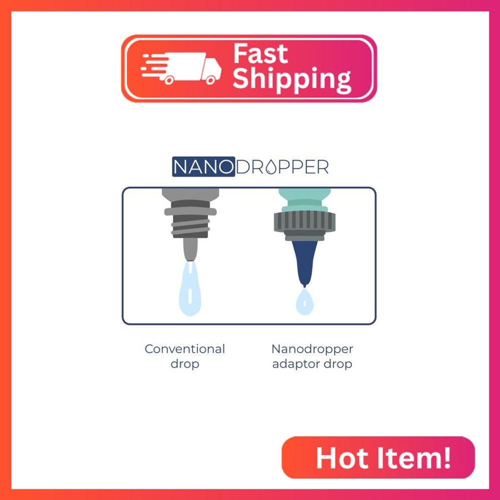 NANODROPPER Adaptor for Eyedrop Bottles - Volume Reducing Adaptor to Extend Bott