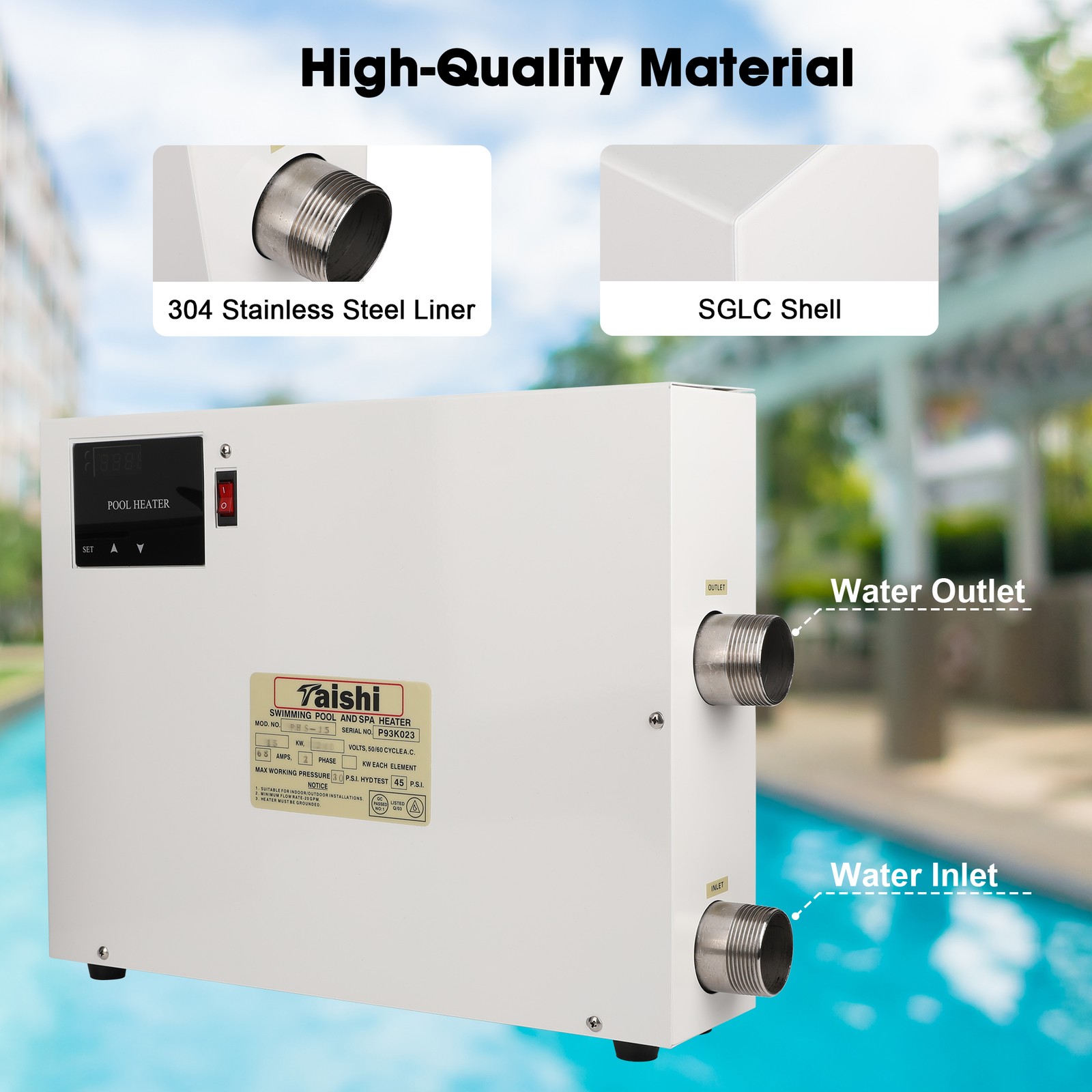 15KW Electric Water Heater Swimming Pool Thermostat 220V SPA Hot Tub Genuine USA