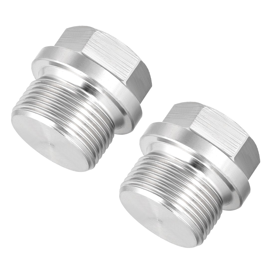2Pcs M24 x 1.5 Male Hex Head Plug 304 Stainless Steel Solid Thread Pipe Fitting