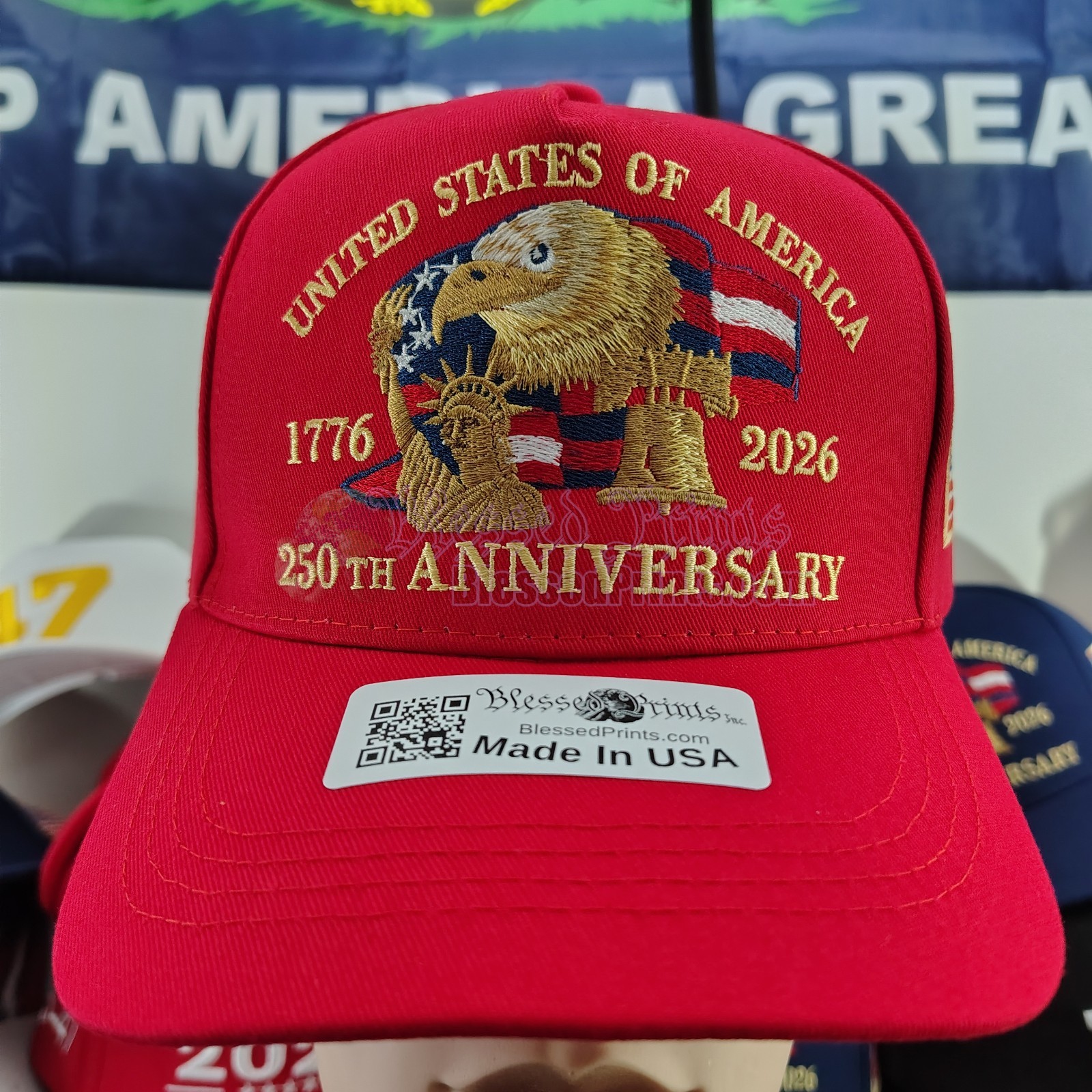USA 250th Anniversary Hat Cap Eagle 1776 2026 RED Veteran Gift Made In USA V1.0