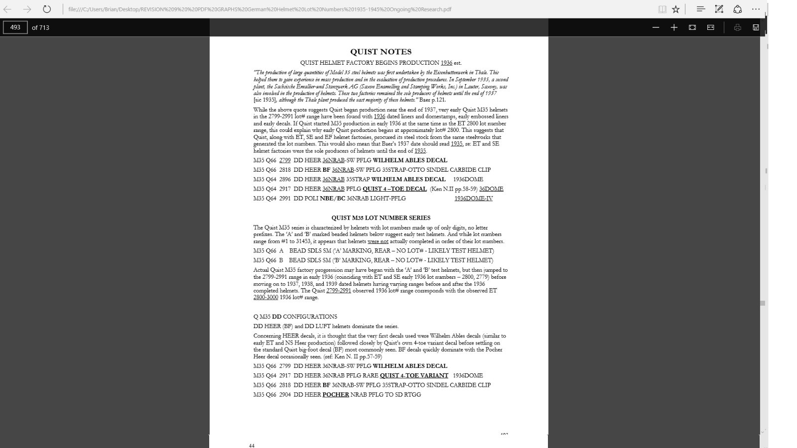 PDF FILE - 11 GERMAN HELMET LOT NUMBERS 1935-1945 REVISION - 11 COMPUTER FILE