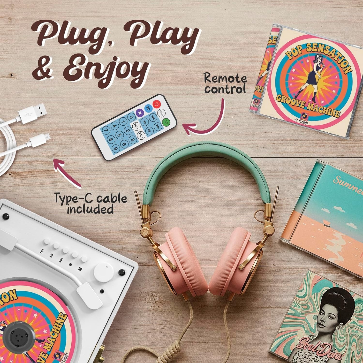 KLIM Retro CD Player – Vintage Style Portable Boombox w/Bluetooth, USB - White