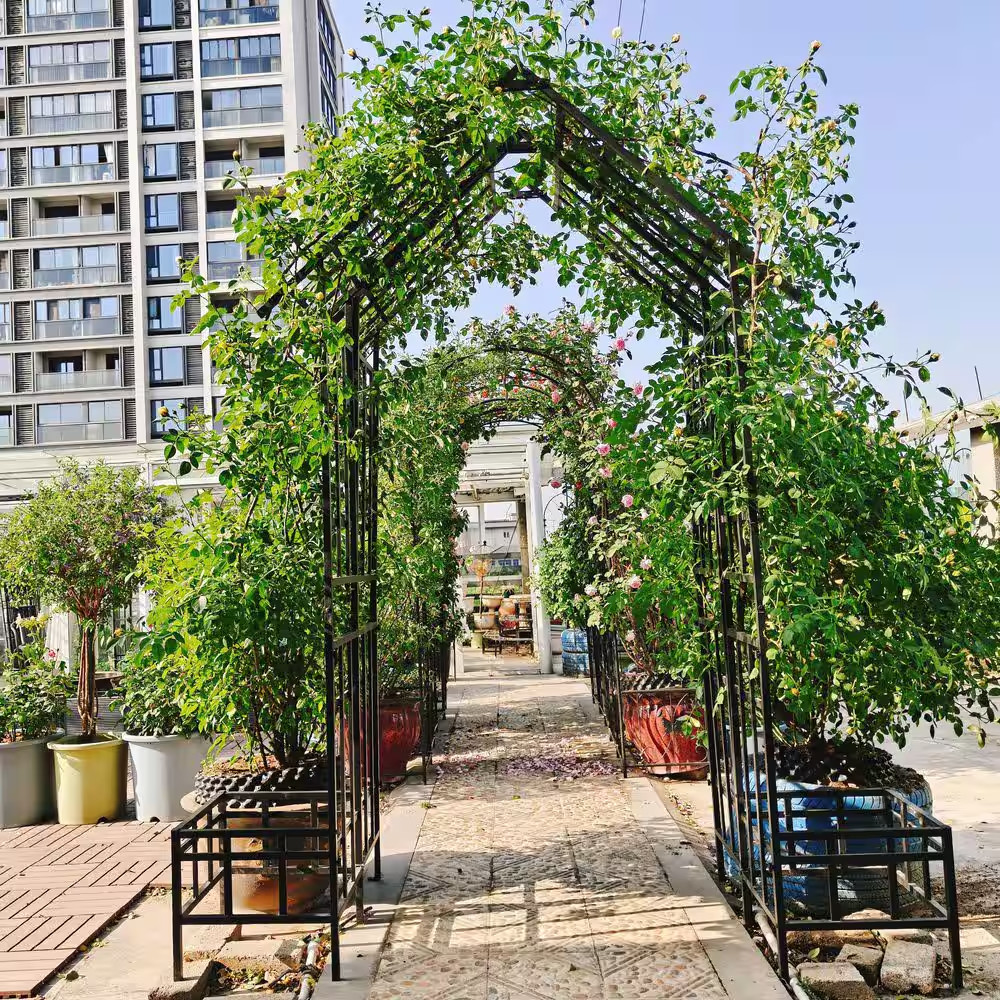 Adjustable Metal Garden Arch Trellis, 68.11 In. 94.29 In. Width, Outdoor Trellis