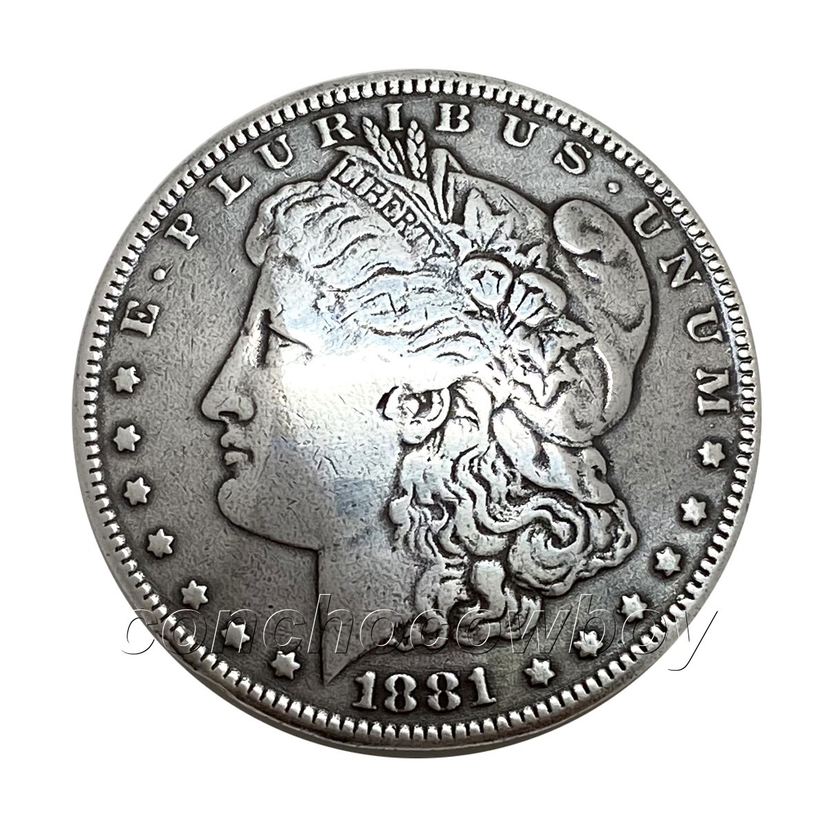Morgan dollar coin concho Antique Color size 1-1/2" Leather Craft Art screw back