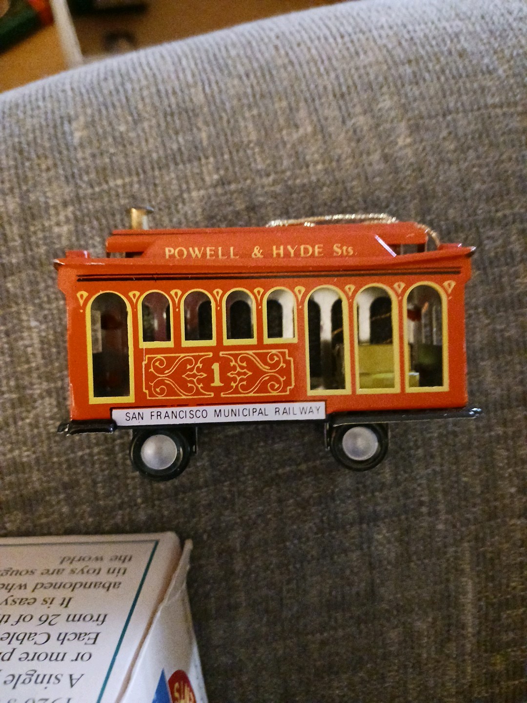 Vintage Schylling Cable Car Tin Toy Ornament, 1997 Collector Series. Box27
