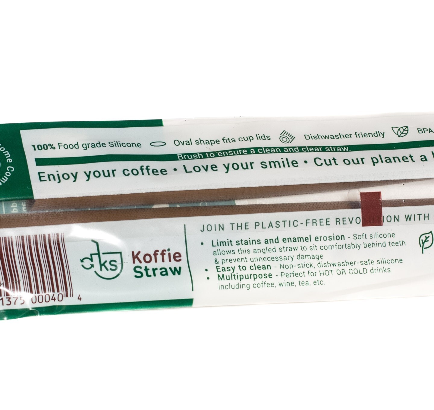 Koffie Straw 8" 10" Reusable Silicone MOCHA (2 Sets) Limit Teeth Coffee Stains