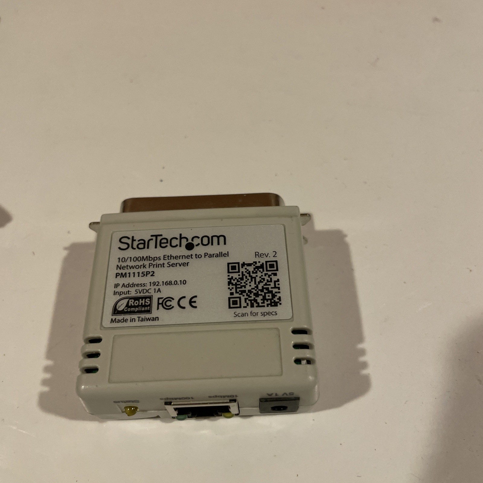 StarTech Ethernet to Parallel Network Print Server Adapter PM1115P2