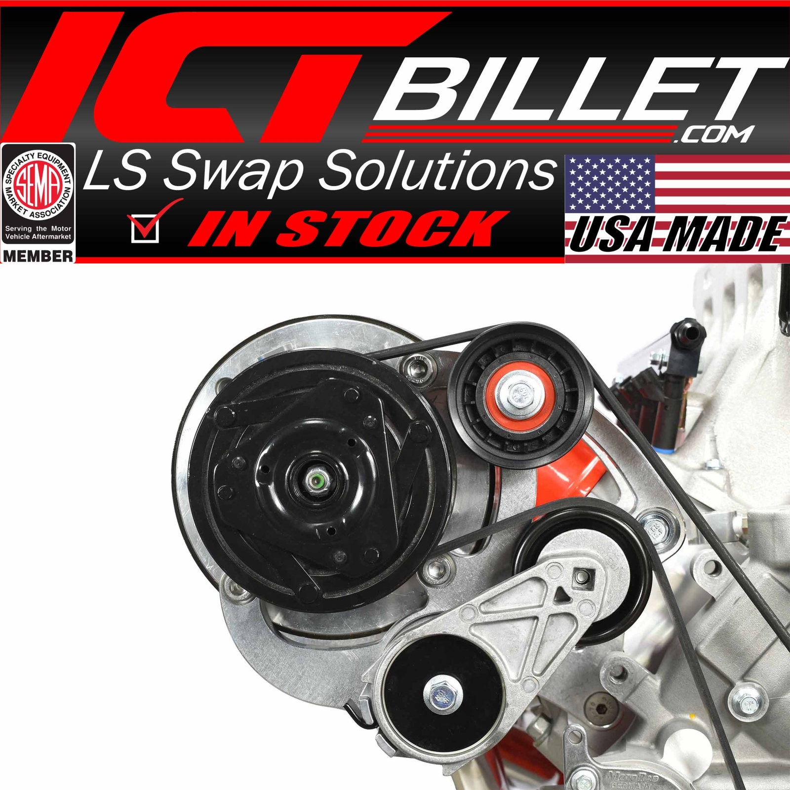 ICT Billet LS Camaro R4 A/C Compressor Bracket Kit