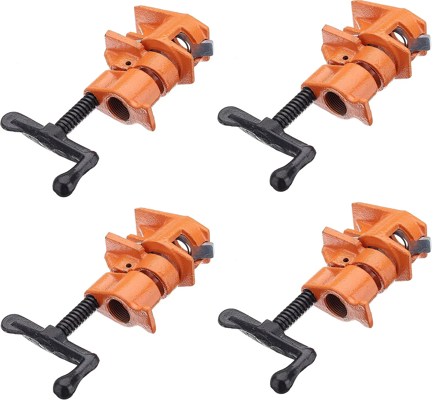 (4 Pack) 3/4" Wood Gluing Pipe Clamp Set Heavy Duty PRO Woodworking Cast Iron