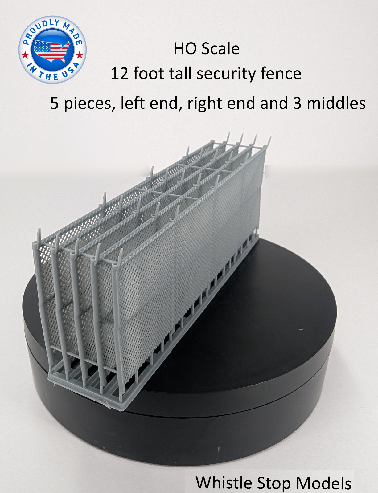 HO scale 12 ft Security fence 5 pcs over 25 inches HO2002