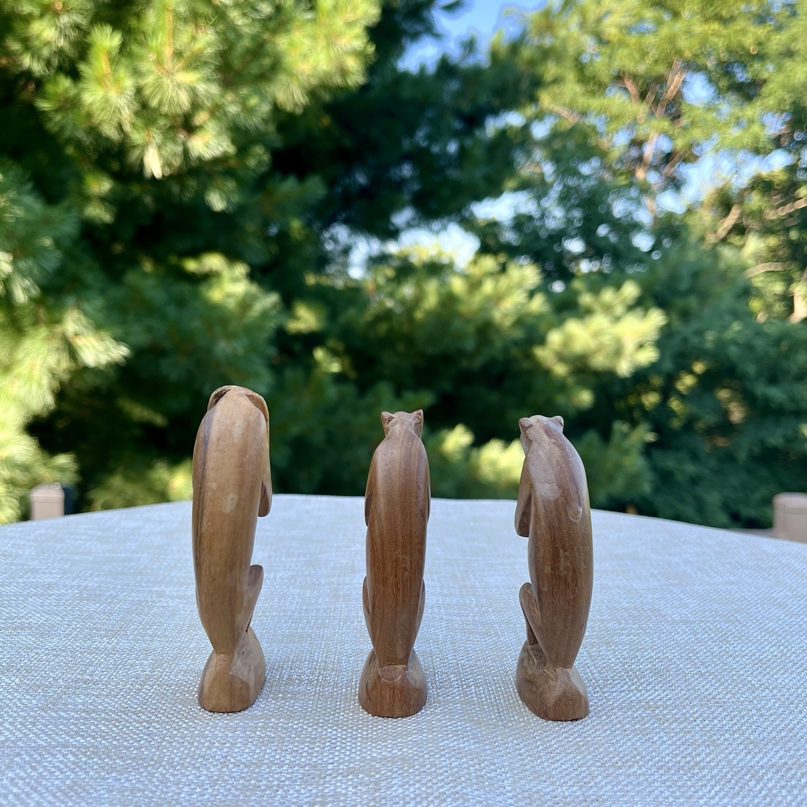 Wise Monkeys 3” Wood Hand Carved Kenya See No Evil Speak No Evil Hear No Evil