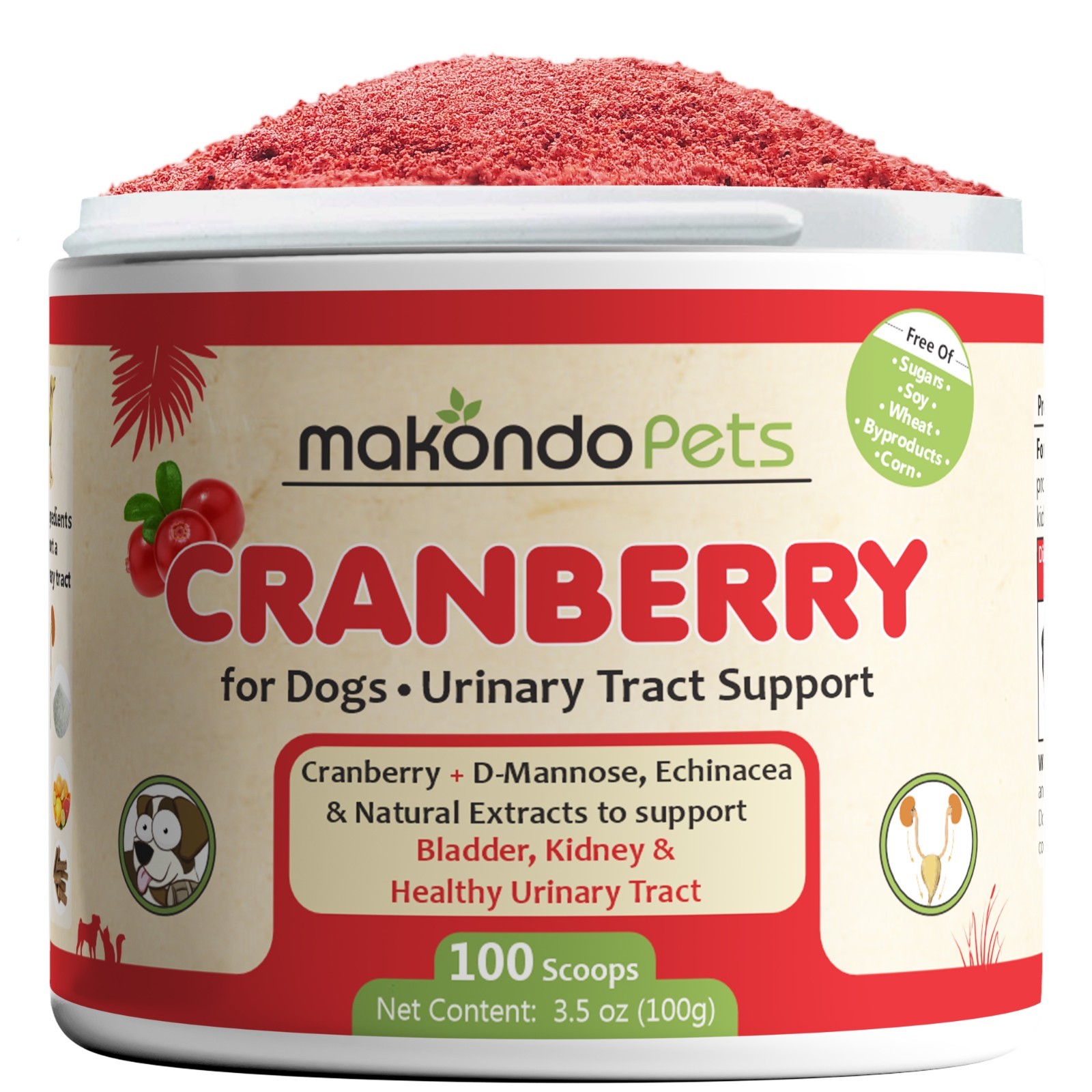 Cranberry for Dogs Powder Supplement – UTI Natural Remedy Urinary Tract Support