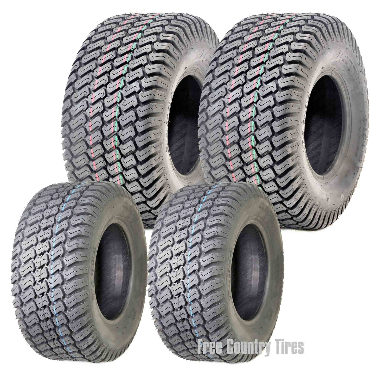 Set of 4 New Lawn Mower Turf Tires 15x6-6 Front & 18x9.5-8 Rear /4PR