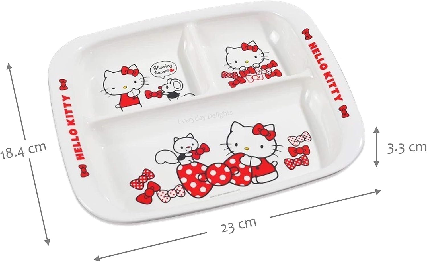 Hello Kitty Red Dinnerware Flatware Meal Set – Plate Bowl Cup Spoon, 4 Pieces