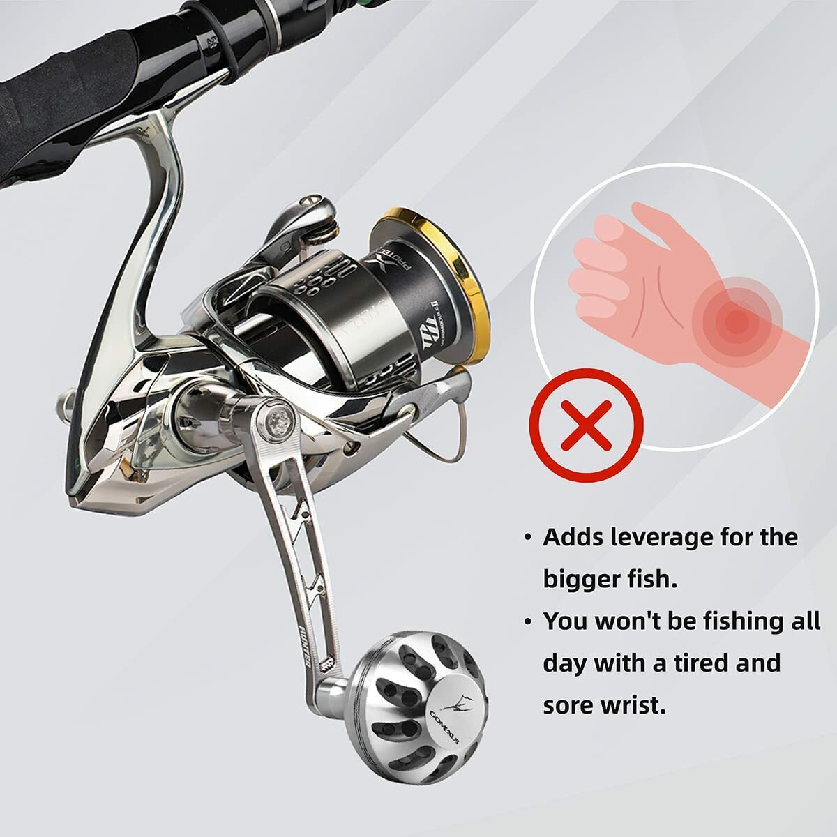 GOMEXUS Power Handle for Shimano Stradic FL Stella 21 Nasci Spinning Reel