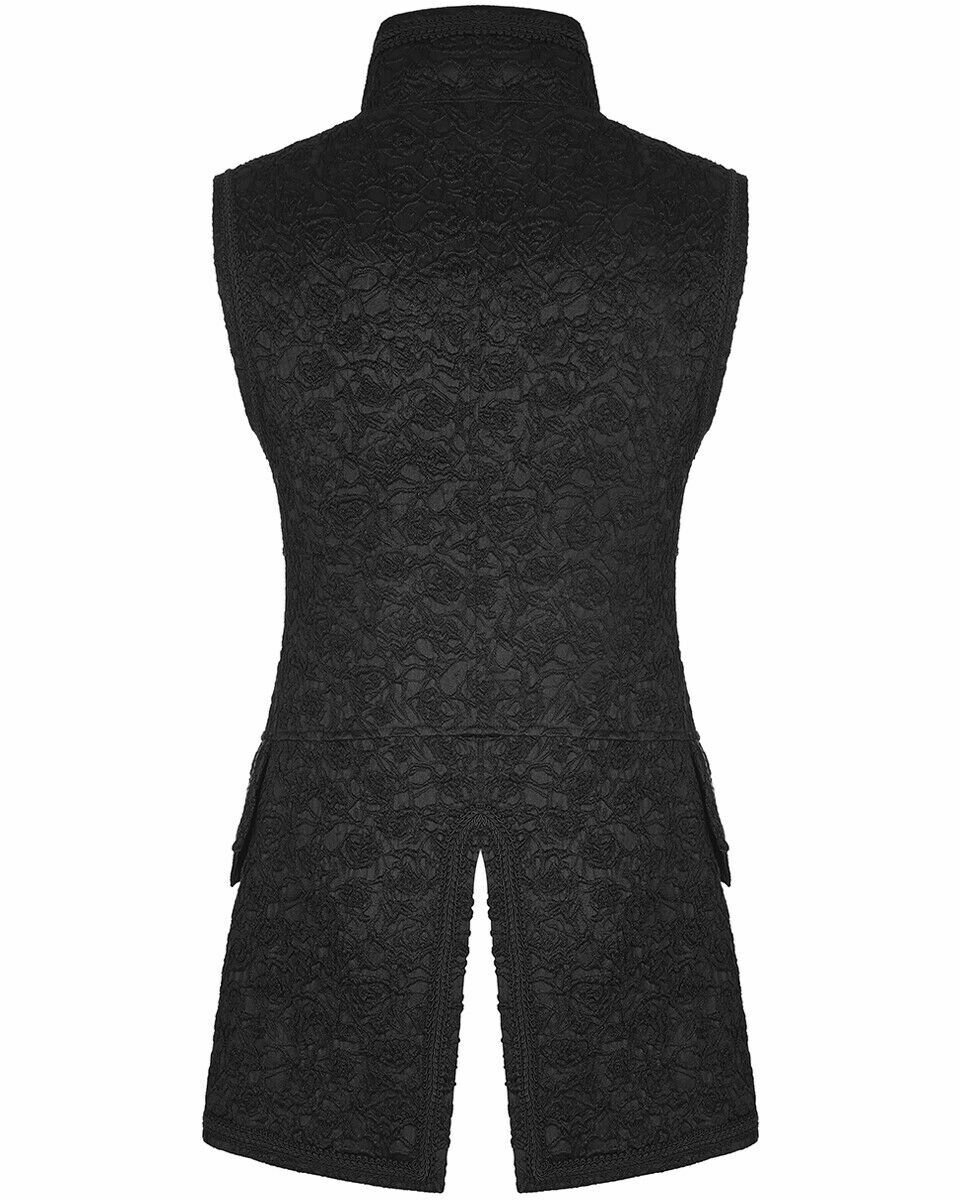 Men's Long Waistcoat Vest Black Gothic Steampunk Victorian Aristocrat