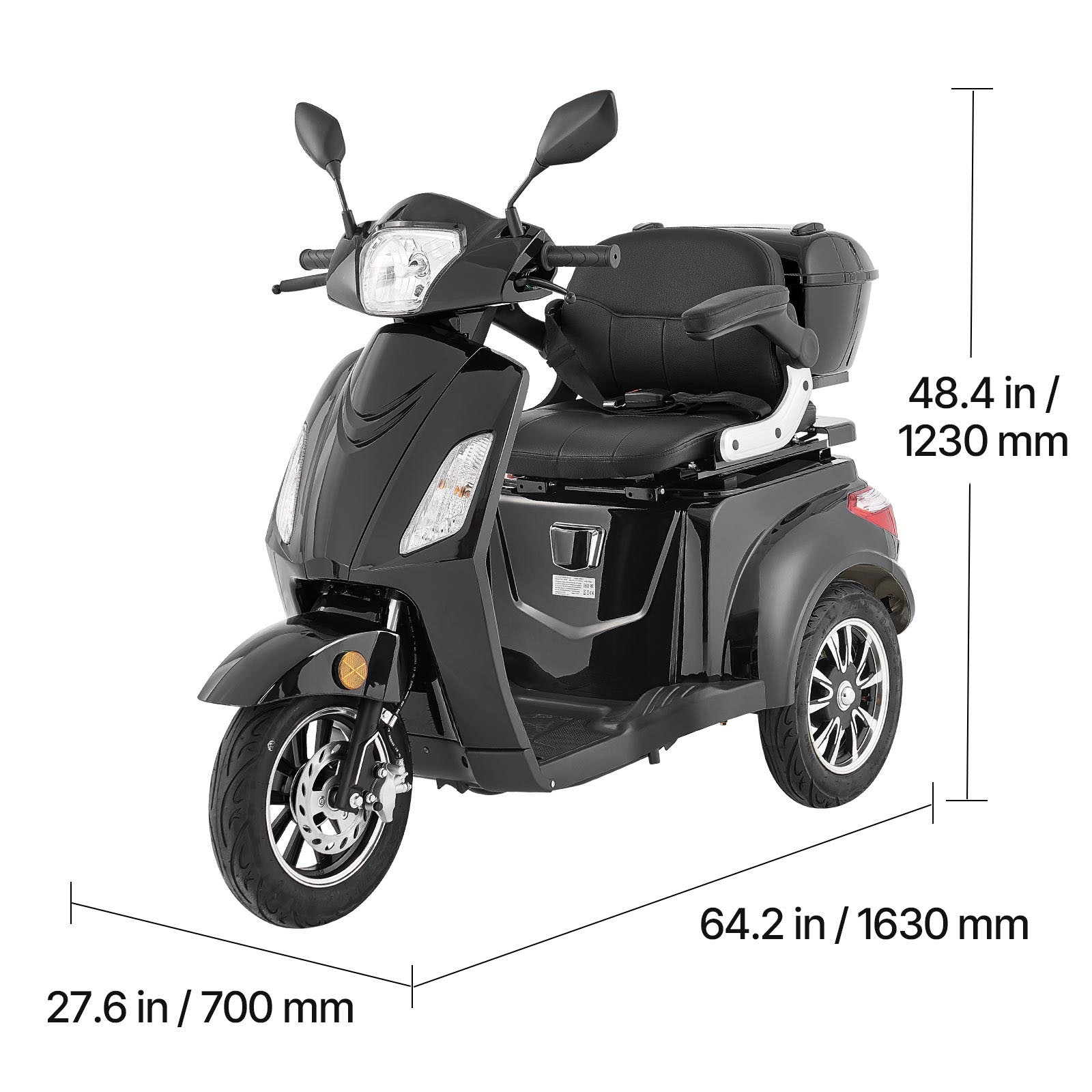 Uimoso Heavy-Duty 3-Wheel Mobility Scooter 21.5-Mile Range, 3-Speed, 500lbs Load