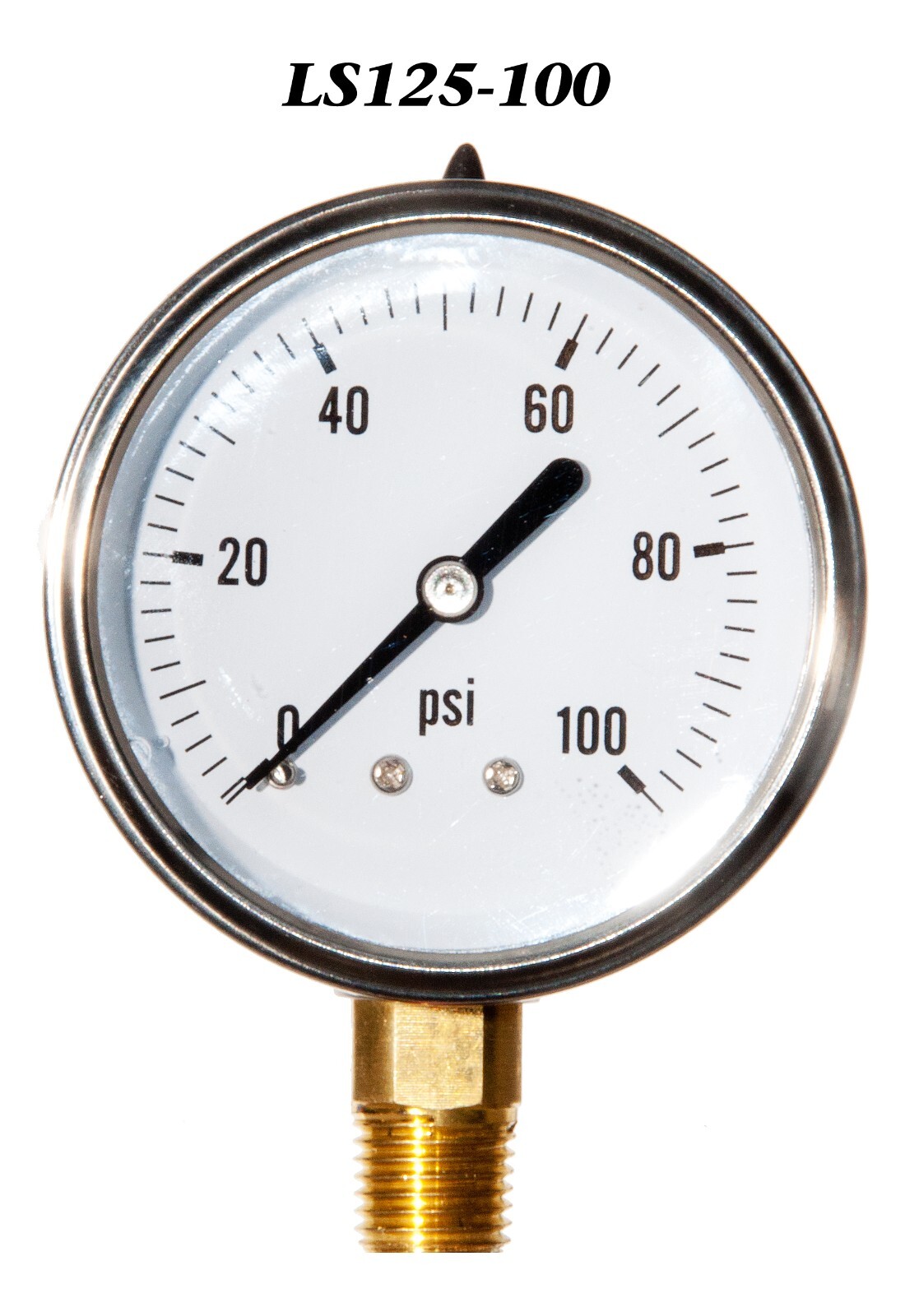 Pressure Gauge 0-100 PSI, Liquid Filled 2.5” Stainless Steel 1/4" NPT LM