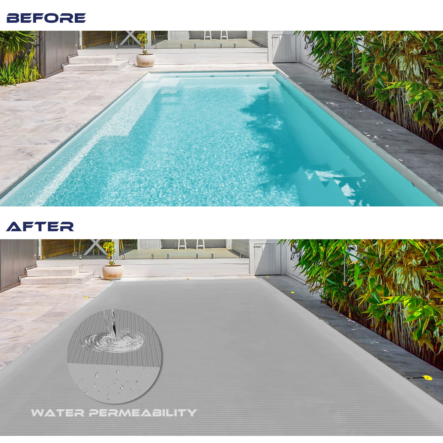 Inground Winter Pool Cover Rectangle Swimming Heavy Duty Safety Mesh Cover Gray