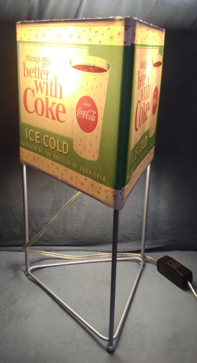 THINGS GO BETTER WITH COCA COLA Retro 1960s LIGHT UP COUNTER SIGN OR LAMP RARE