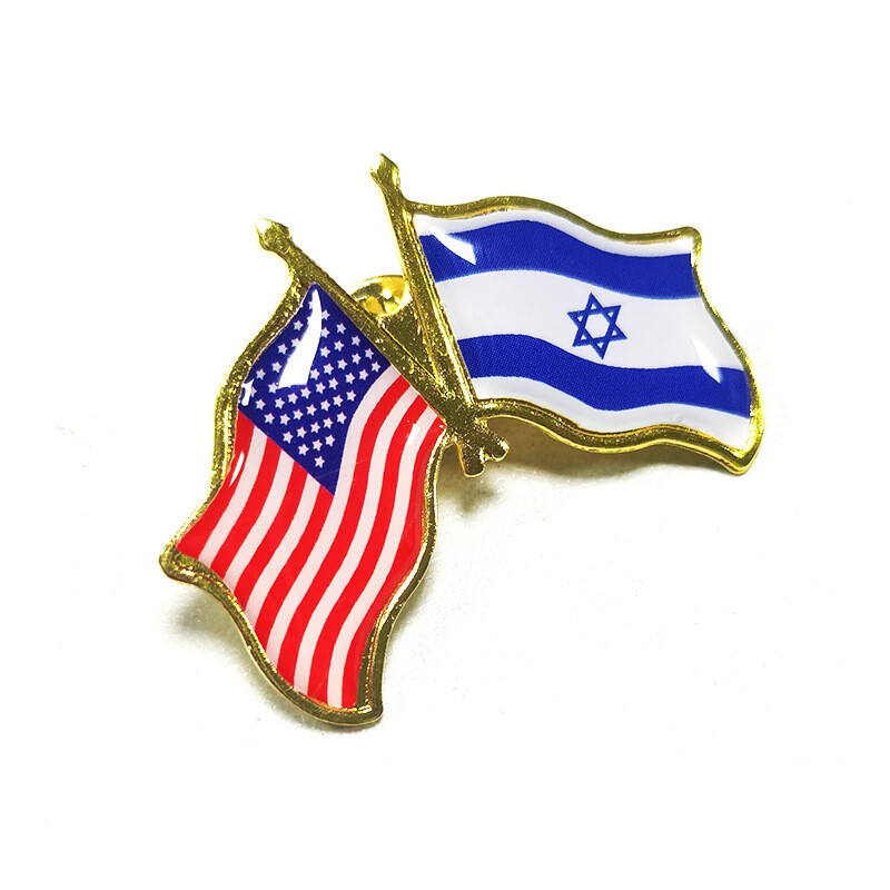 Pack of 10 SUPPORT ISRAEL and USA Crossed Friendship Flag Lapel Pin