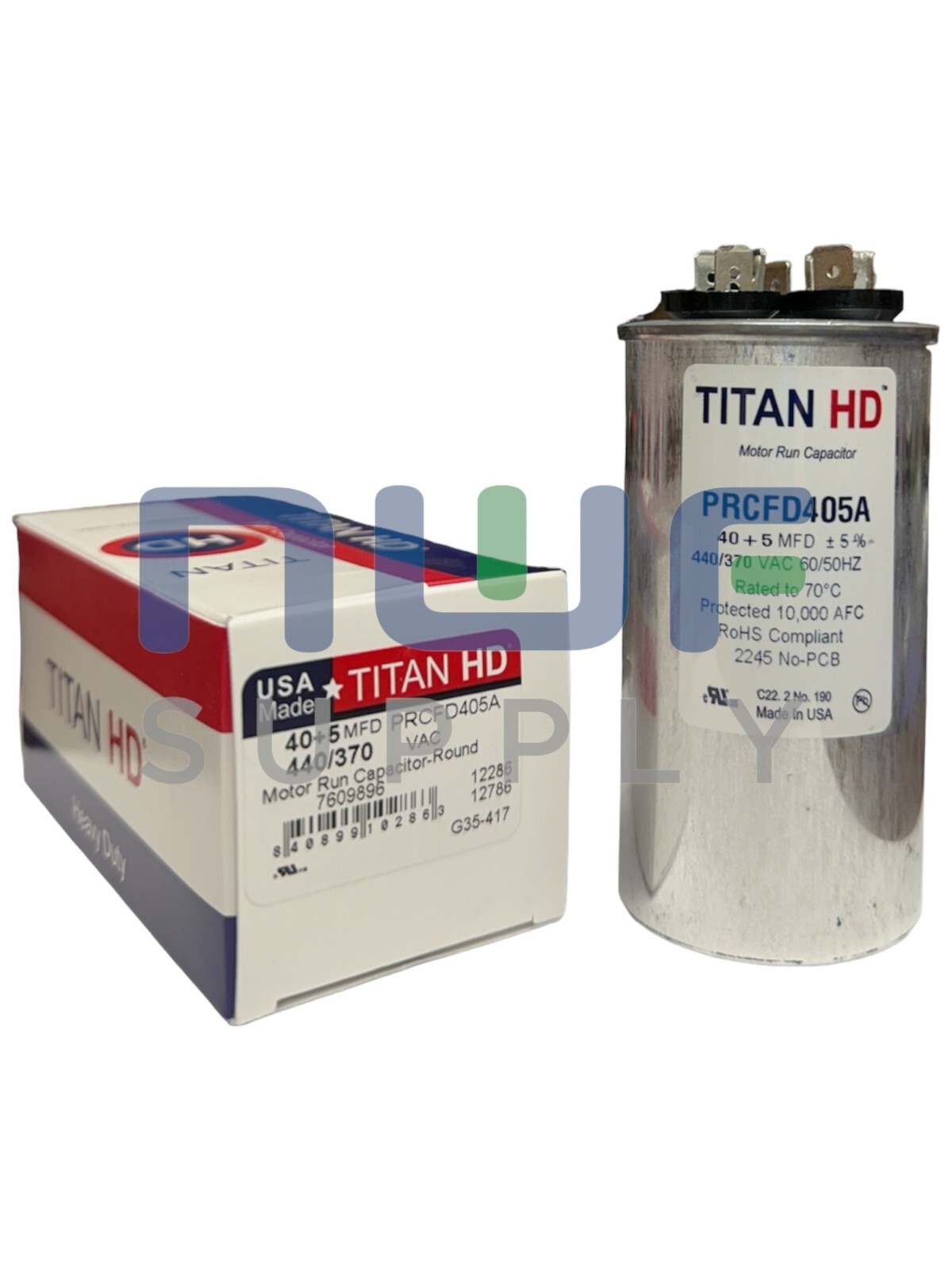 PRCFD405A Titan HD Capacitor 40 + 5 MFD 370/440 VAC Made in USA