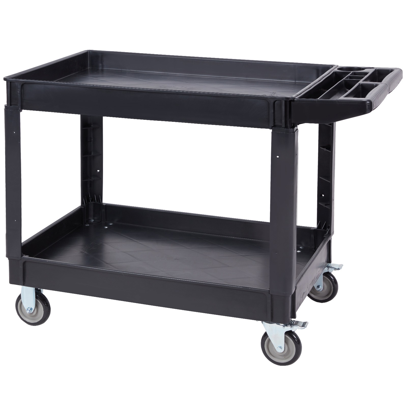 VEVOR Utility Service Cart 2 Shelf 550LBS 360° Swivel Wheels (2 with Brakes)