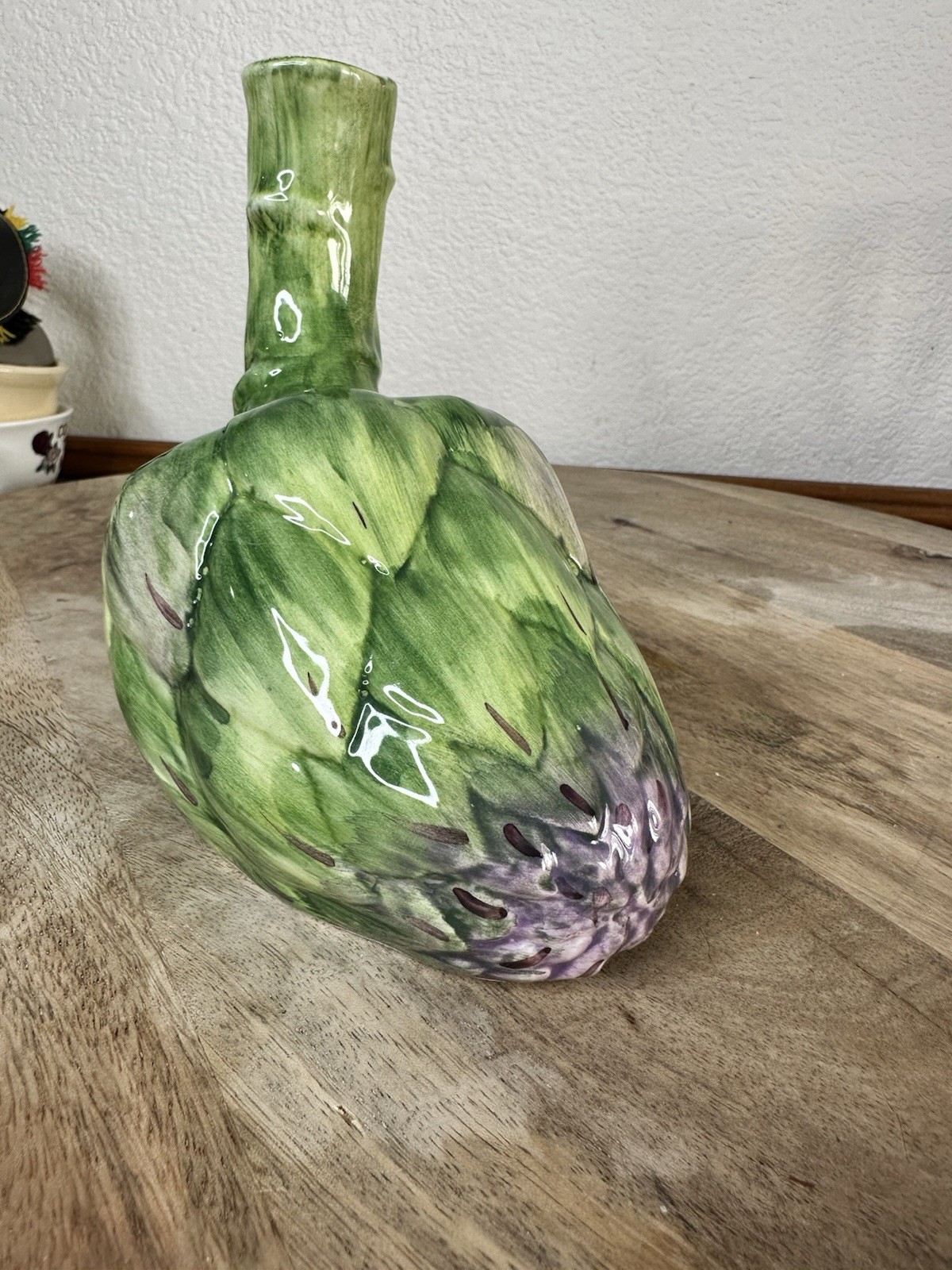 Artichoke Vase Bottle Ceramic Vegetable Decor Italian Majolica